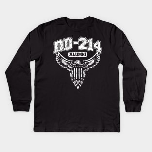 DD-214 Alumni Military Veteran with USA Eagle Kids Long Sleeve T-Shirt